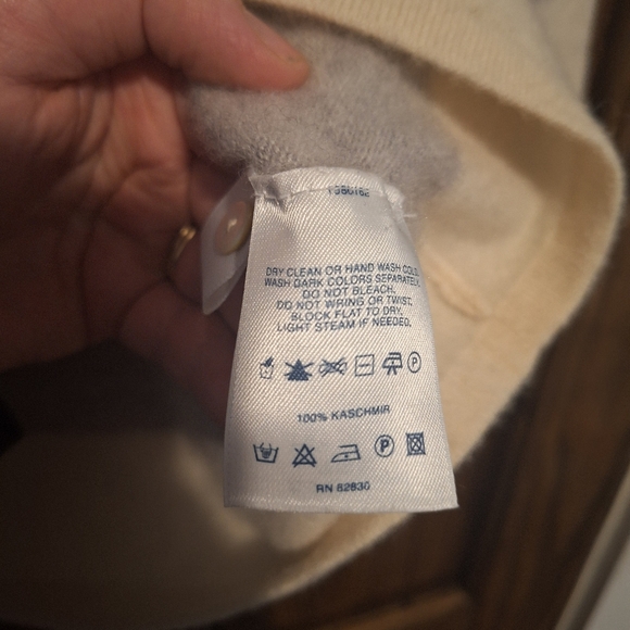 Lands' End Women's Gray and Cream Striped Sweater 100% Cashmere Size XS - Picture 4 of 5